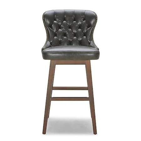 Button Tufted Bar Stool with Nailheads
